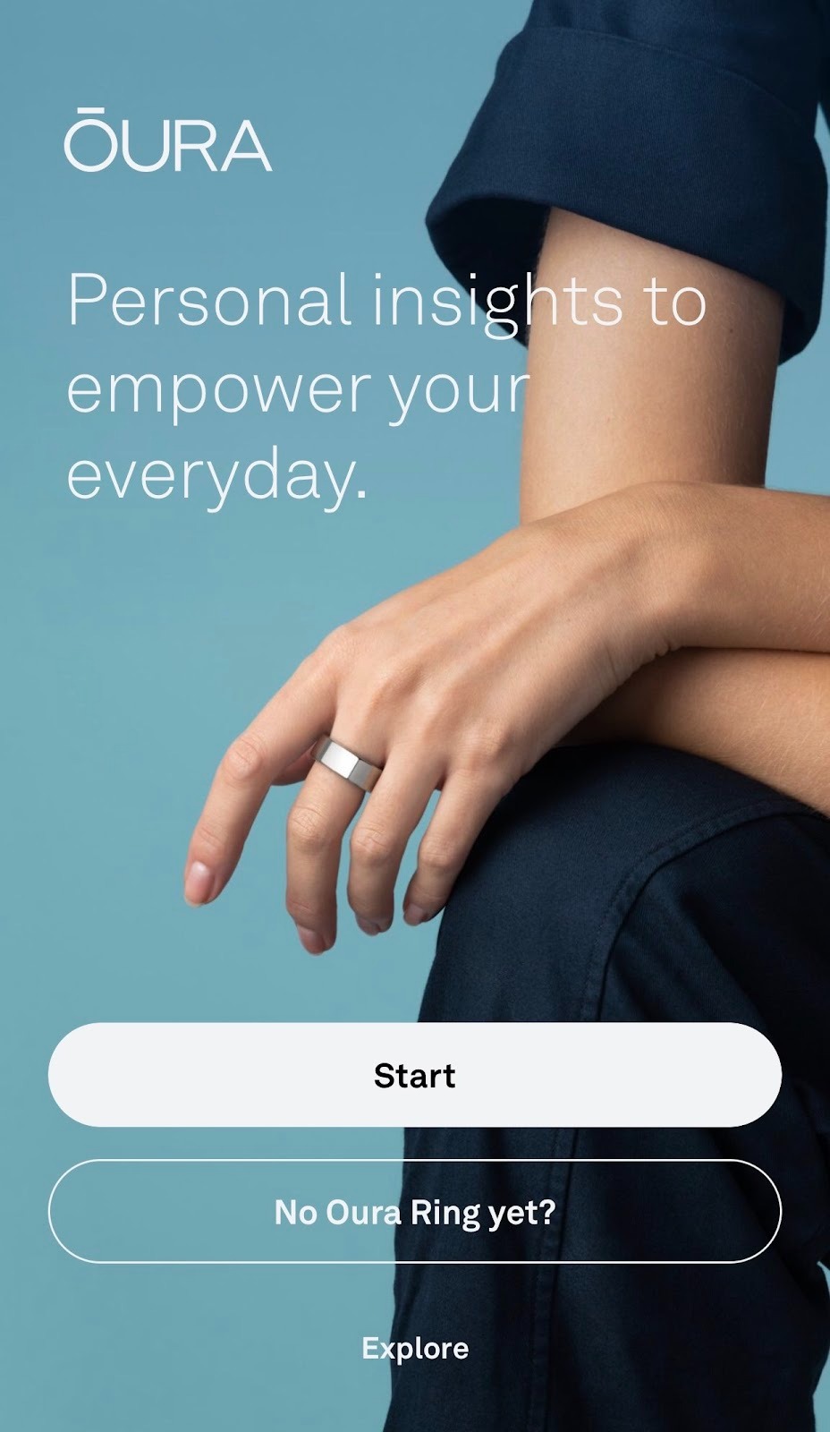 a screenshot of the Oura App's start screen/splash page
